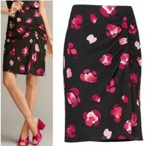 CABI Petal Skirt Black/Pink Floral Sz M #5513 NWOT